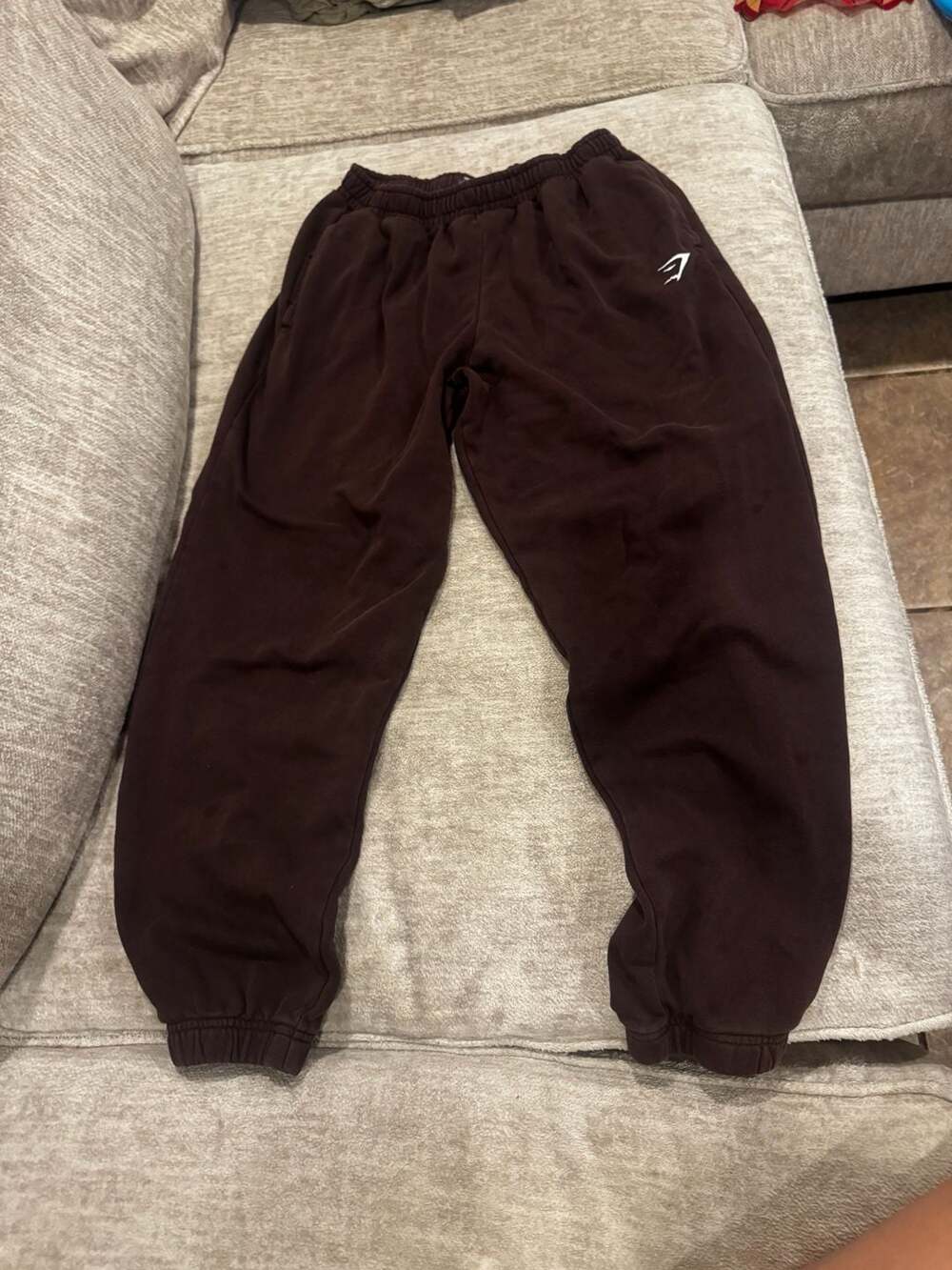 Gymshark Crest Oversized Jogger Size S Espresso Brown Sweatpants